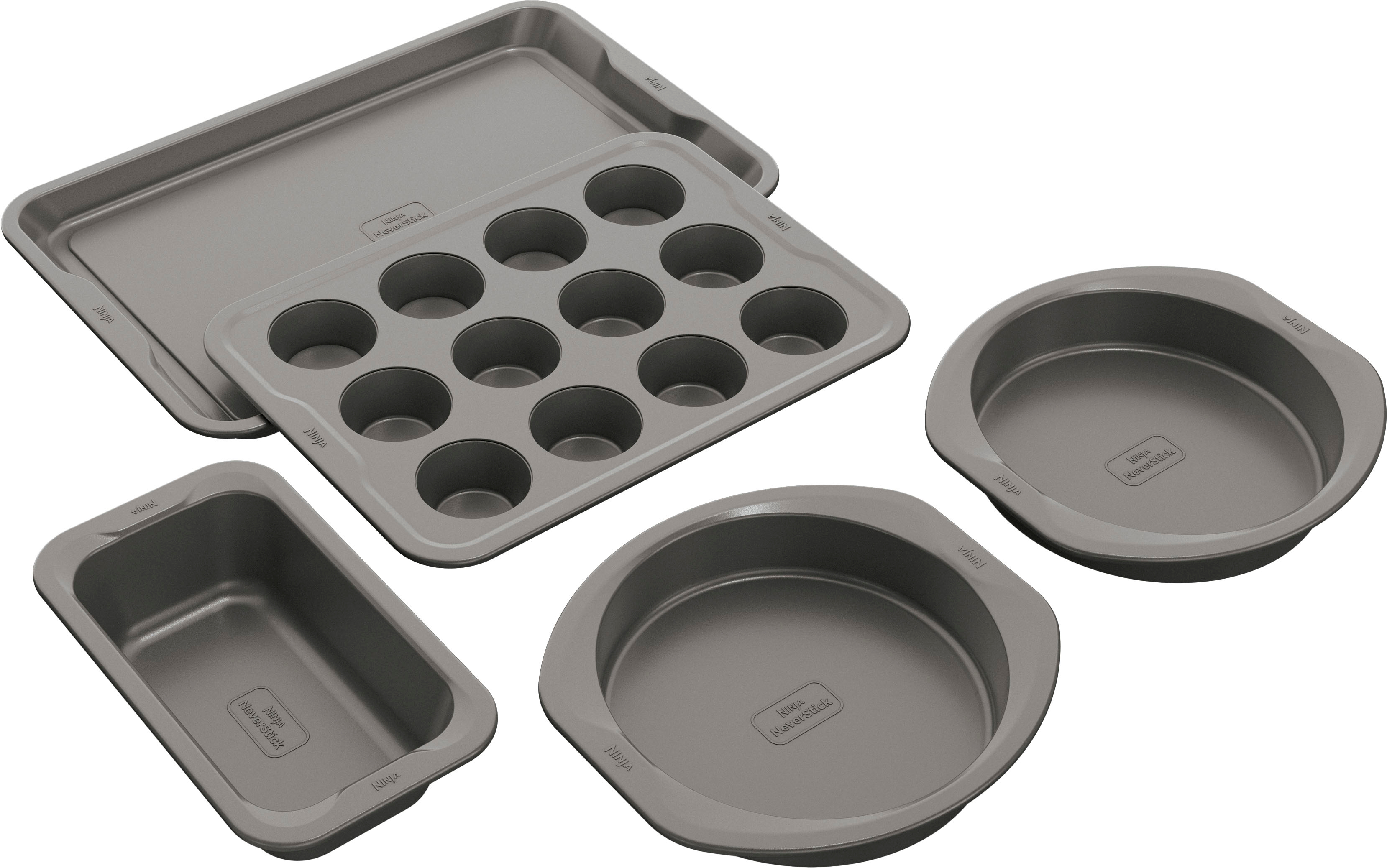 Angle View: Ninja Foodi NeverStick Premium 5-Piece Baking Set - Gray