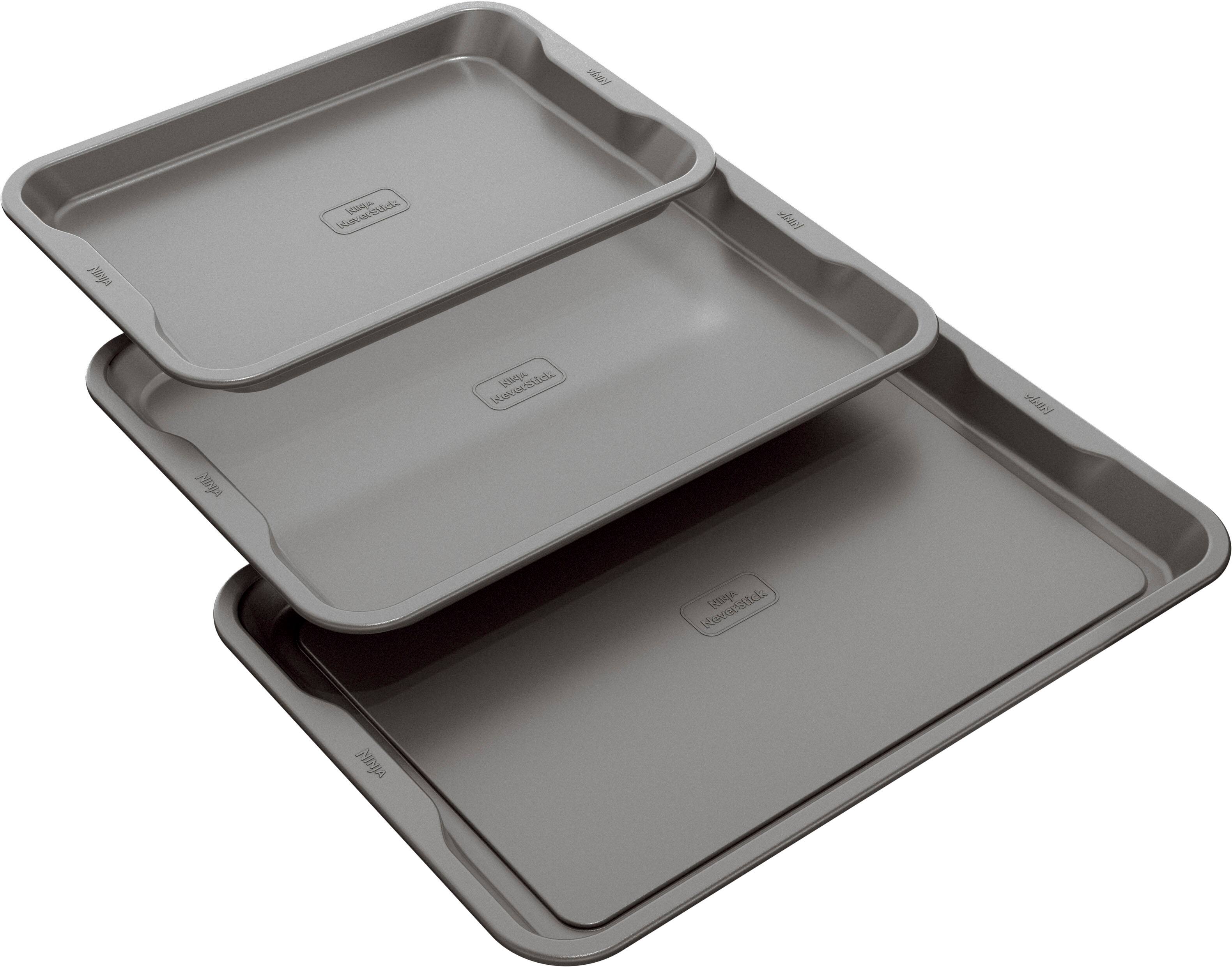 Angle View: Ninja Foodi NeverStick Premium 3-Piece Baking Sheet Set - Gray