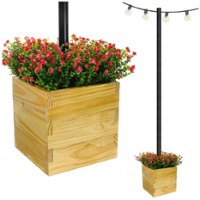 Excello Global Products - 14"x14" Planter Box with Light Pole Holder - Brown - Front_Zoom