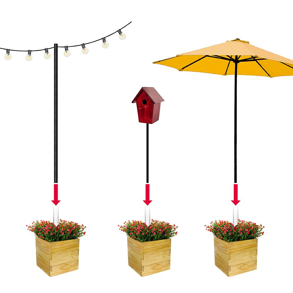 Alt View 13. Excello Global Products - 14"x14" Planter Box with Light Pole Holder - Brown.