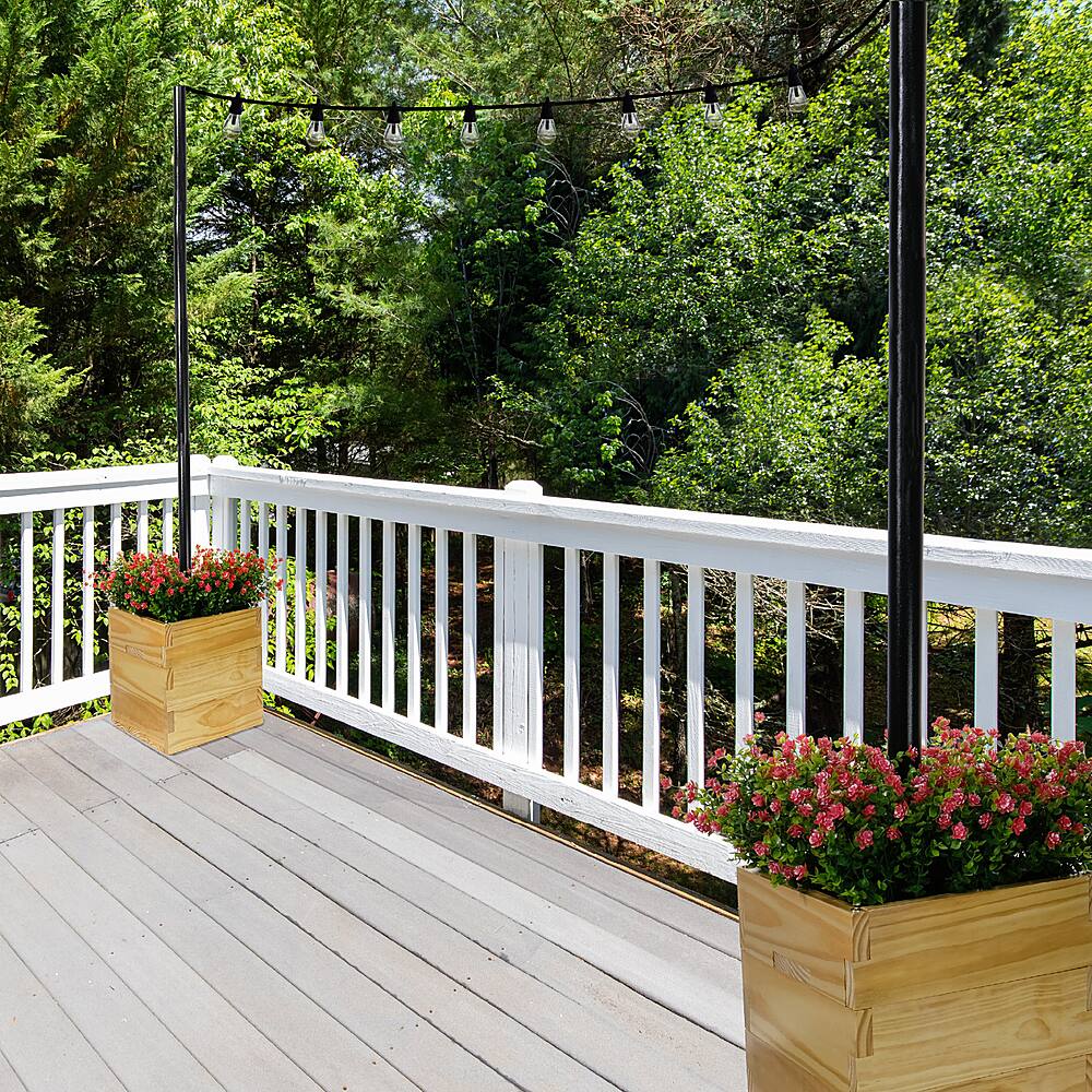 Alt View 16. Excello Global Products - 14"x14" Planter Box with Light Pole Holder - Brown.