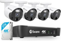 Swann Master Series Home 8-Channel 4-Camera 4K UHD Indoor/Outdoor PoE Wired, 2TB HDD NVR Security Surveillance System - Black - Front_Zoom