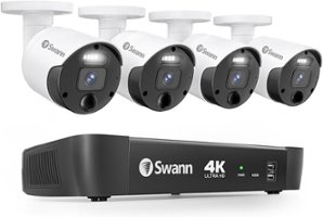 Swann - Master Series 4K Upscale, 8-Channel, 4-Camera, Indoor/Outdoor PoE Wired 2TB HDD NVR Security Surveillance System - White - Front_Zoom
