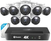 Swann Master Series 8-Channel 8 Camera, 4K UHD Indoor/Outdoor PoE Wired 2TB HDD NVR Security Surveillance System, Black - Black