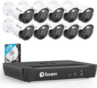 Swann Master Series Home 16-Channel 10 Camera 4K HD Indoor/Outdoor PoE Wired, 2TB HDD NVR Security Surveillance System - Black - Front_Zoom