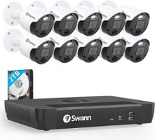Swann - Master Series 16-Channel, 10-Camera, Indoor/Outdoor PoE Wired 4K UHD 2TB HDD NVR Security Surveillance System - White - Front_Zoom