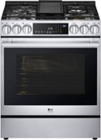 LG - STUDIO 6.3 Cu. Ft. Slide-In Dual Fuel True Convection Range with EasyClean, Air Sous Vide and ThinQ Technology - Stainless steel - Front_Zoom