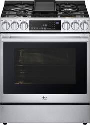 LG - STUDIO 6.3 Cu. Ft. Smart Slide-In Dual Fuel True Convection Range with EasyClean and Air Sous Vide - Stainless Steel - Front_Zoom