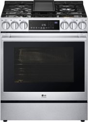 LG - STUDIO 6.3 Cu. Ft. Slide-In Dual Fuel True Convection Range with EasyClean, Air Sous Vide and ThinQ Technology - Stainless steel - Front_Zoom