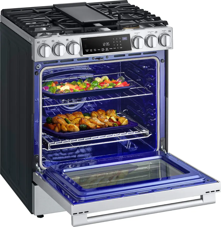 Alt View 11. LG - STUDIO 6.3 Cu. Ft. Smart Slide-In Dual Fuel True Convection Range with EasyClean and Air Sous Vide - Stainless Steel.