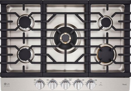 LG - STUDIO 30-in Smart Built-In Gas Cooktop with 5 Burners with UltraHeat - Stainless Steel