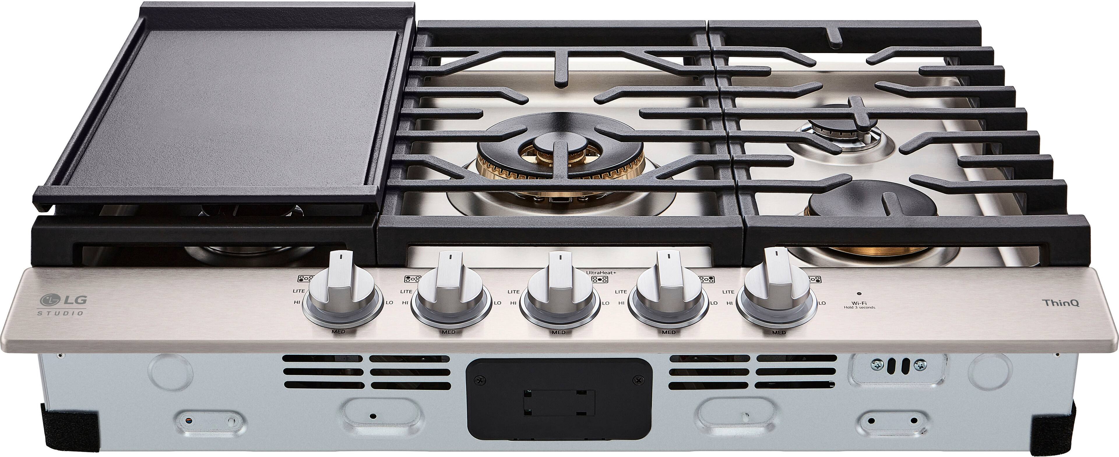 Alt View 12. LG - STUDIO 30-in Smart Built-In Gas Cooktop with 5 Burners with UltraHeat - Stainless Steel.