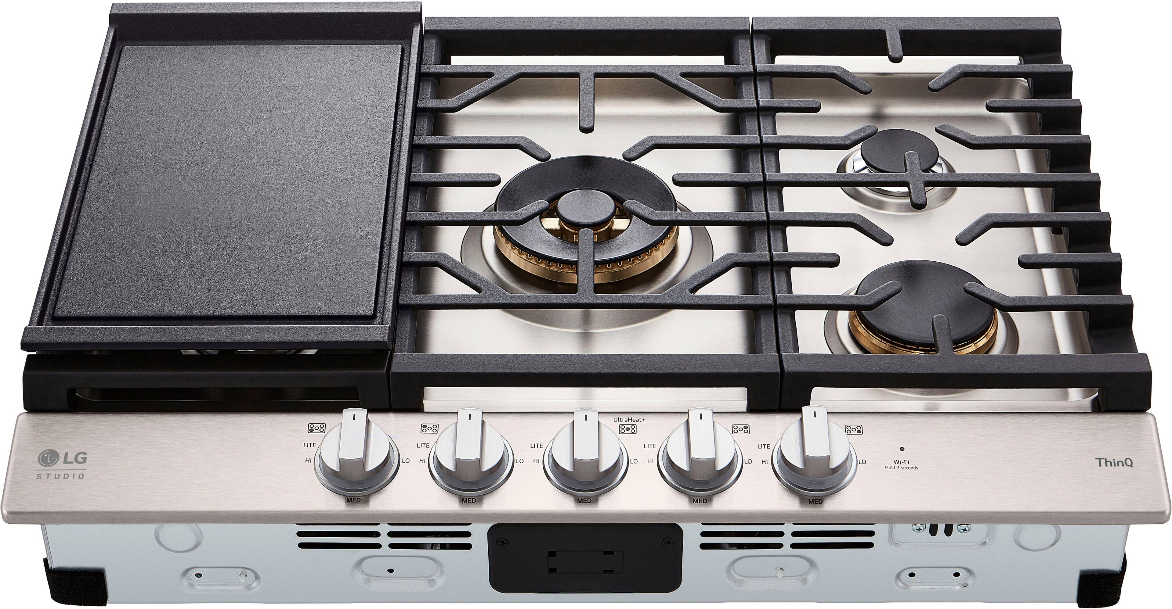Alt View 13. LG - STUDIO 30-in Smart Built-In Gas Cooktop with 5 Burners with UltraHeat - Stainless Steel.