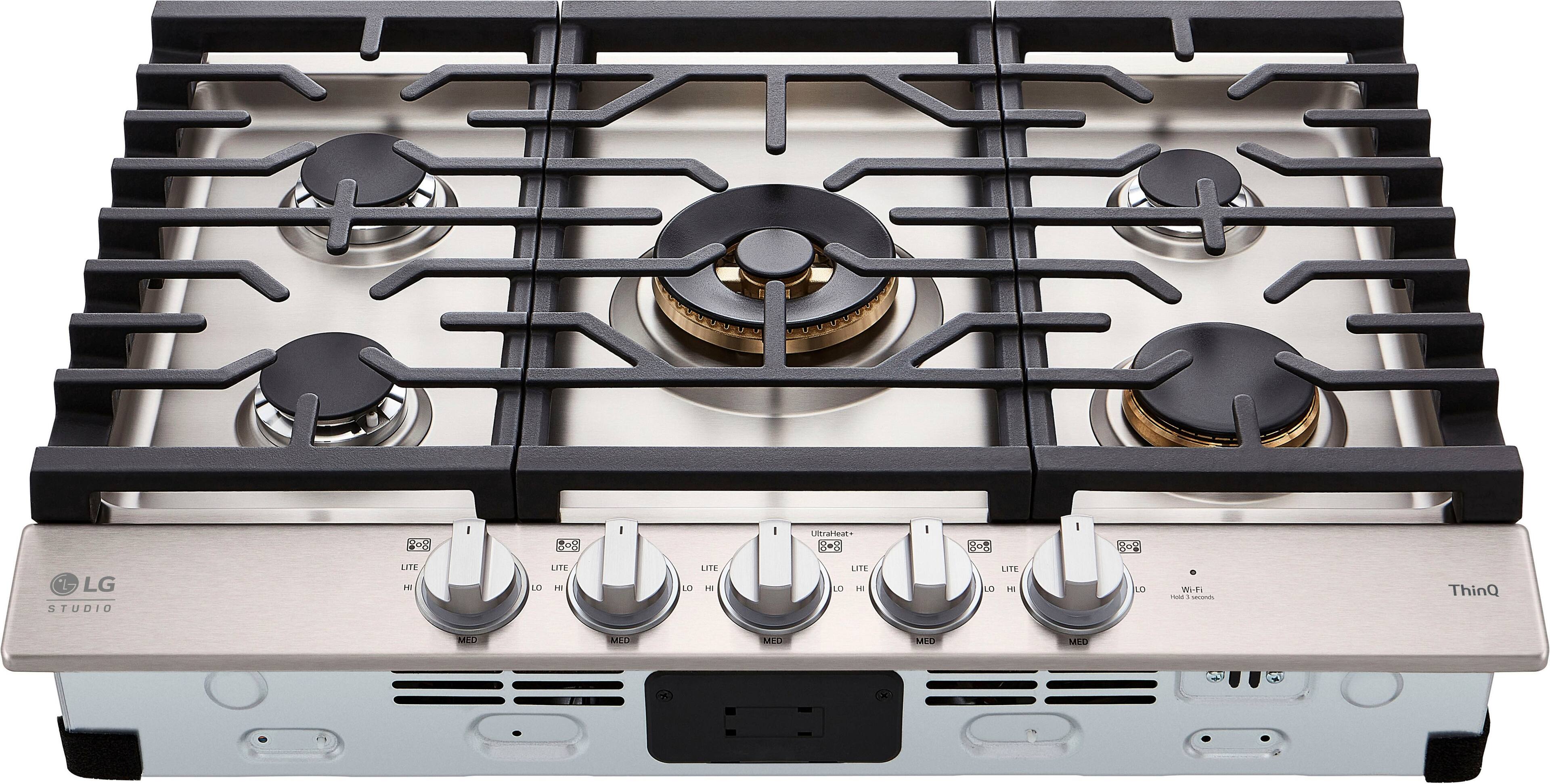 Alt View 14. LG - STUDIO 30-in Smart Built-In Gas Cooktop with 5 Burners with UltraHeat - Stainless Steel.