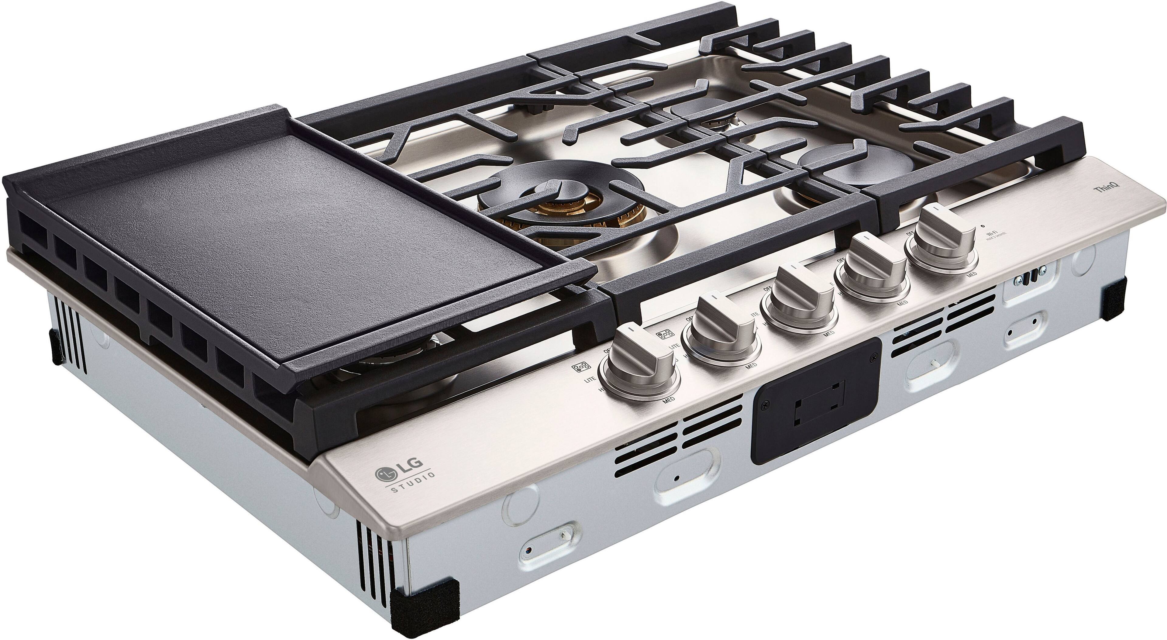 Alt View 15. LG - STUDIO 30-in Smart Built-In Gas Cooktop with 5 Burners with UltraHeat - Stainless Steel.