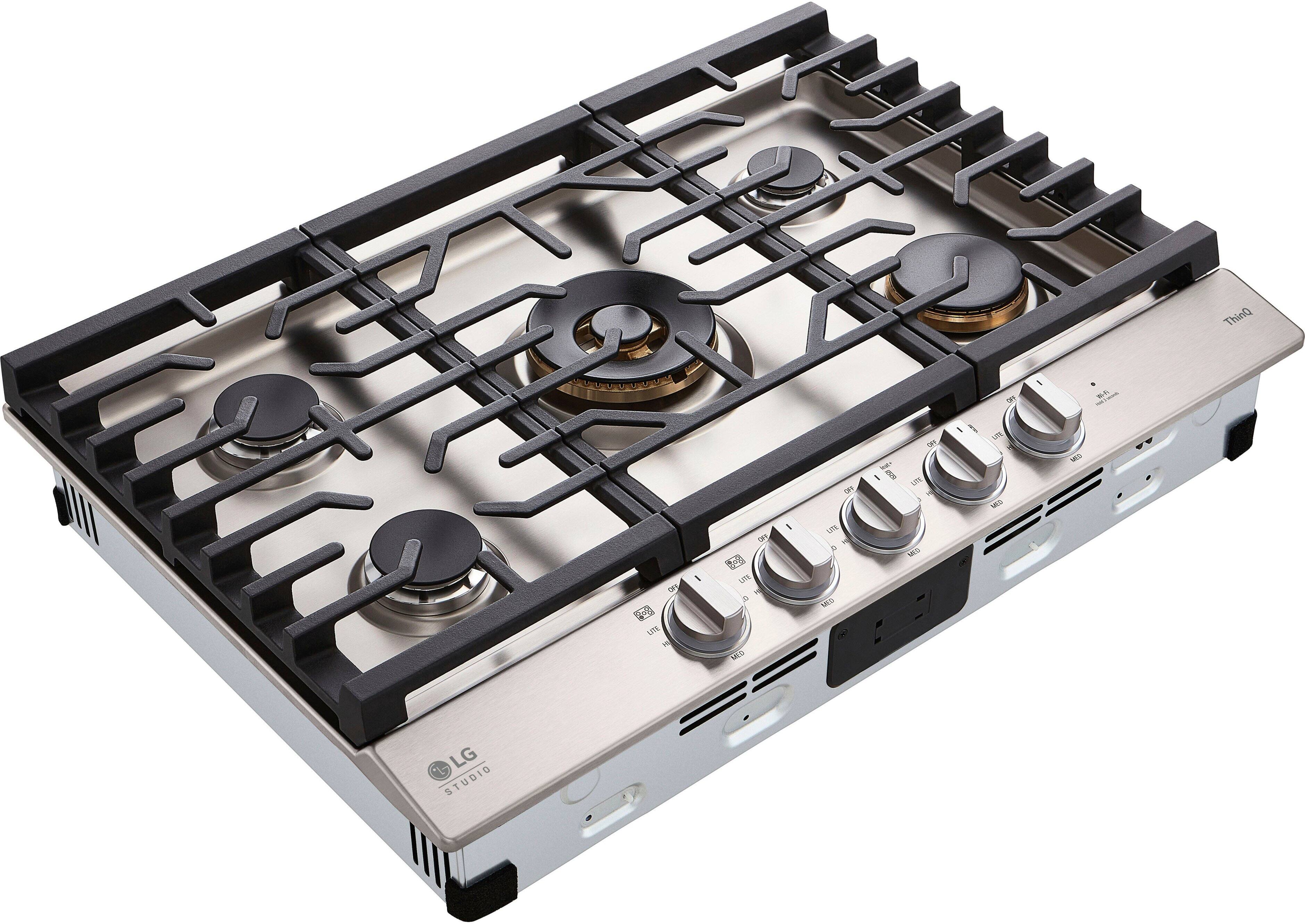 Alt View 16. LG - STUDIO 30-in Smart Built-In Gas Cooktop with 5 Burners with UltraHeat - Stainless Steel.