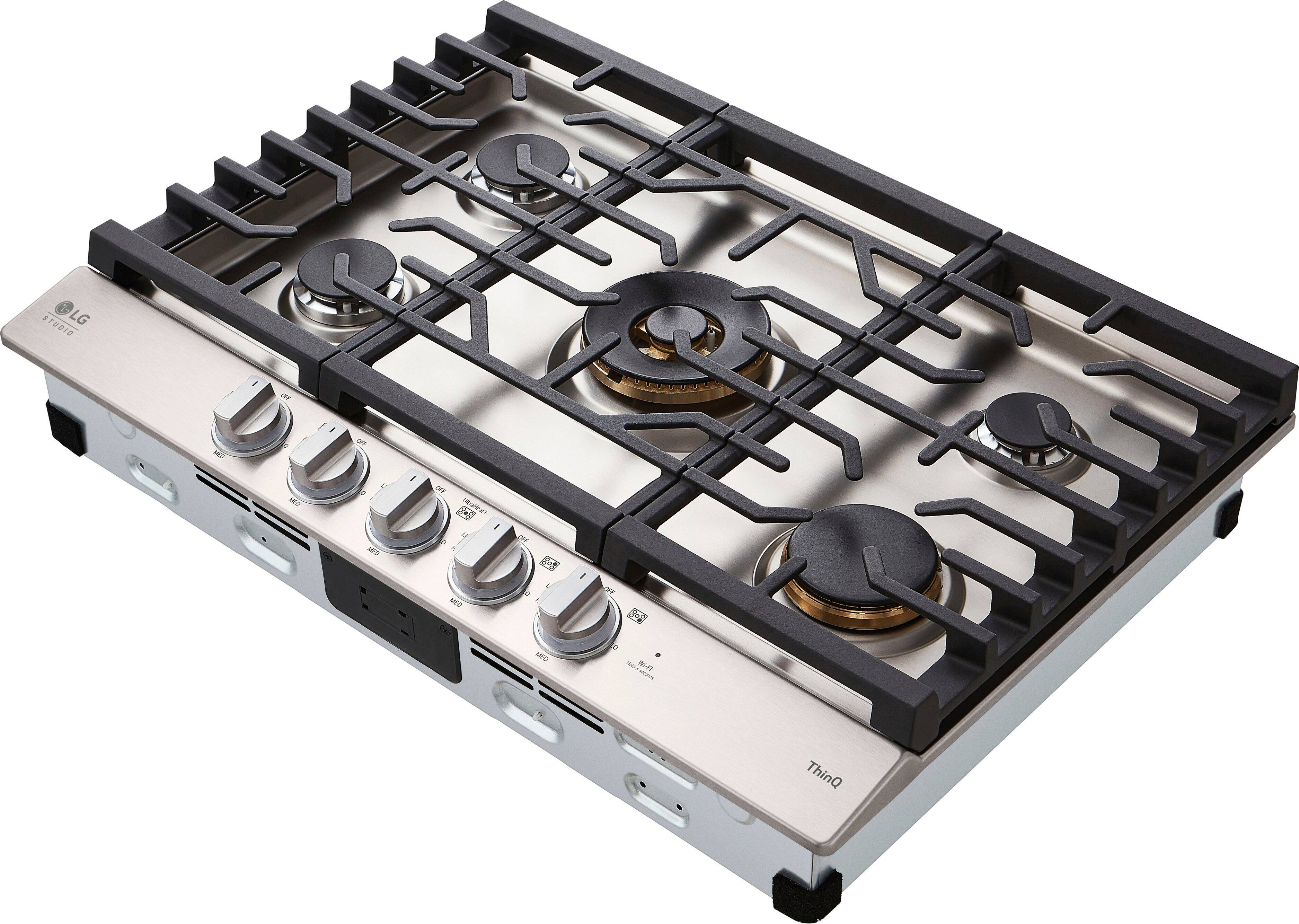 Alt View 17. LG - STUDIO 30-in Smart Built-In Gas Cooktop with 5 Burners with UltraHeat - Stainless Steel.