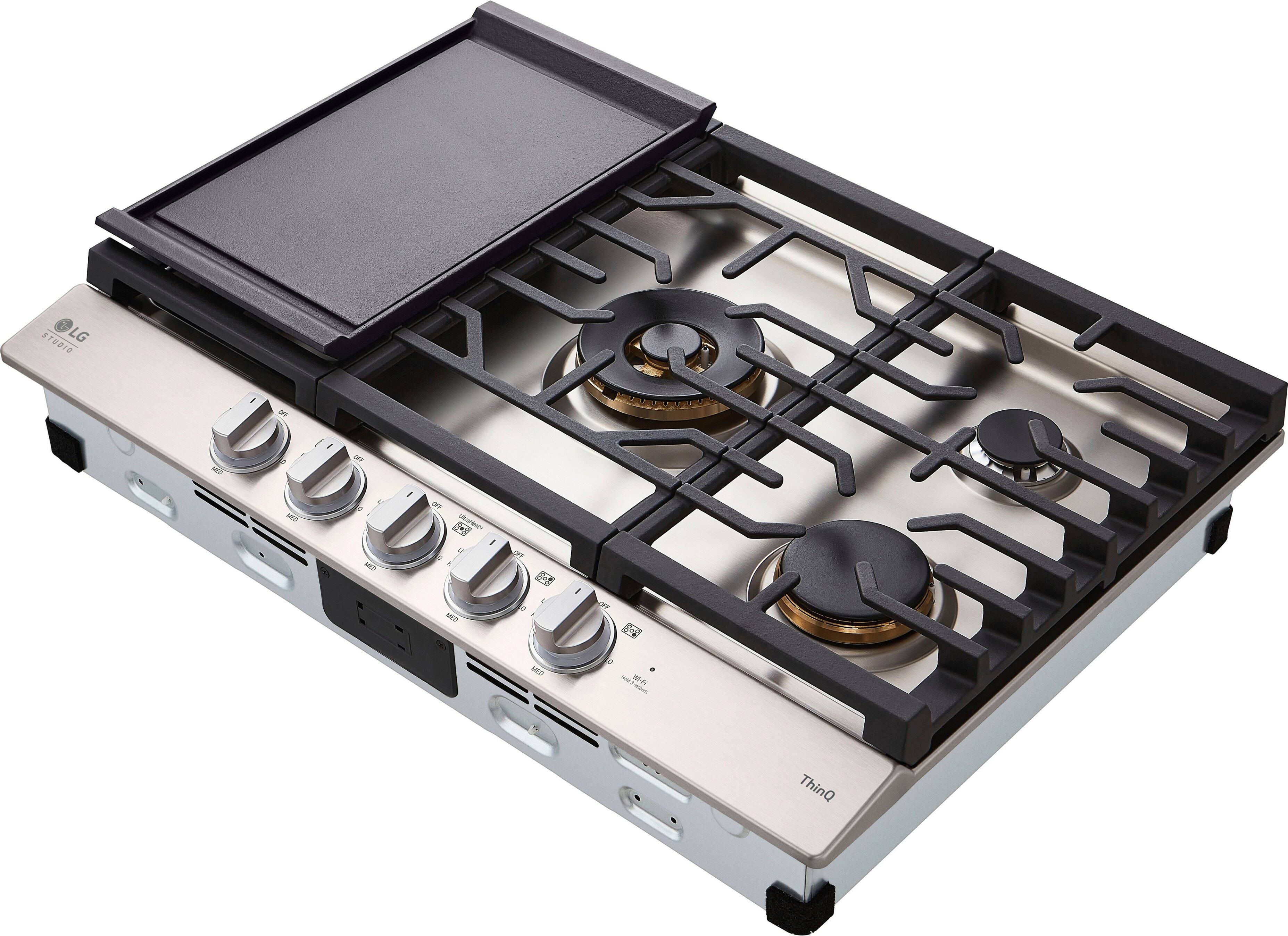 Alt View 18. LG - STUDIO 30-in Smart Built-In Gas Cooktop with 5 Burners with UltraHeat - Stainless Steel.