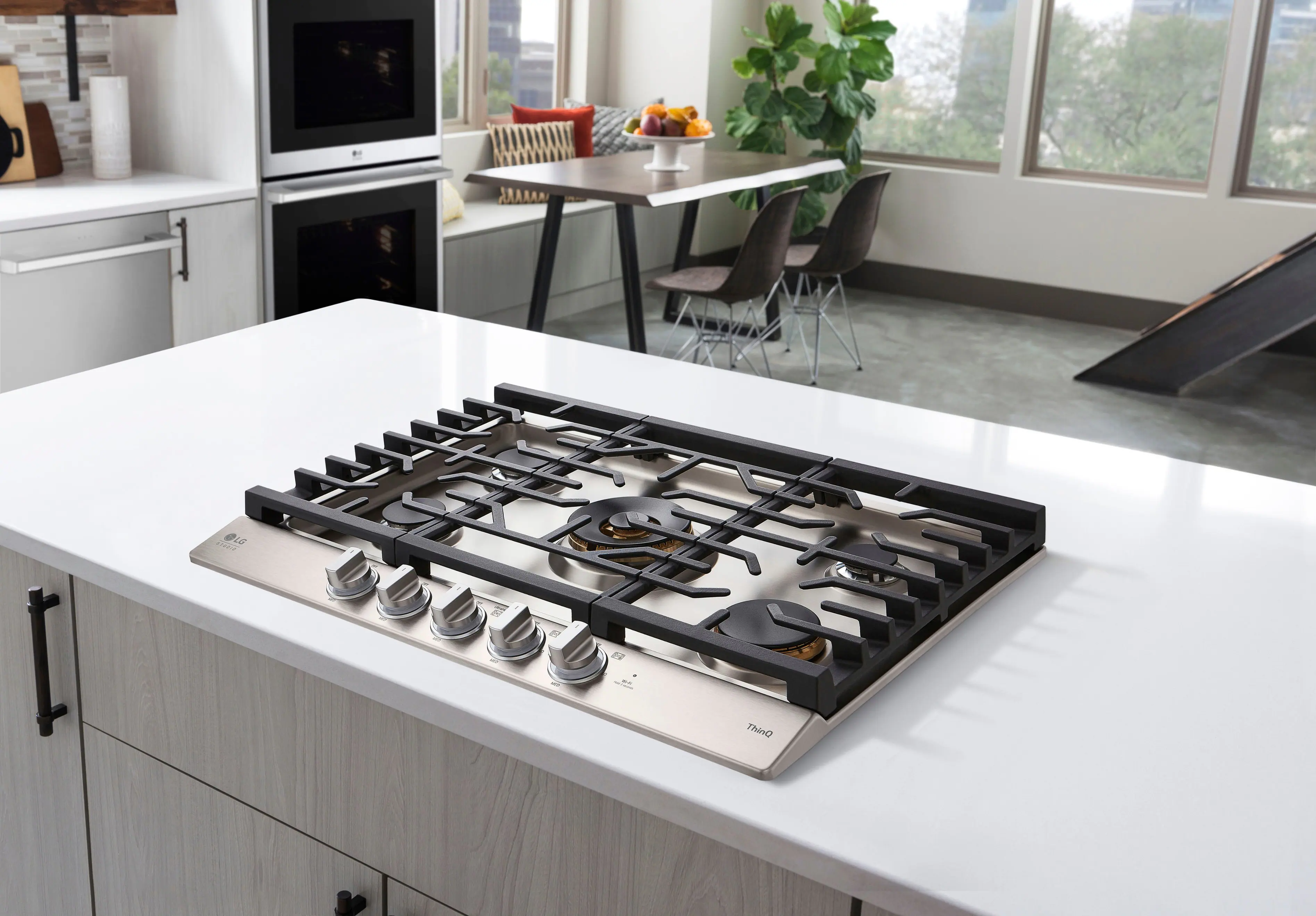Alt View 22. LG - STUDIO 30-in Smart Built-In Gas Cooktop with 5 Burners with UltraHeat - Stainless Steel.