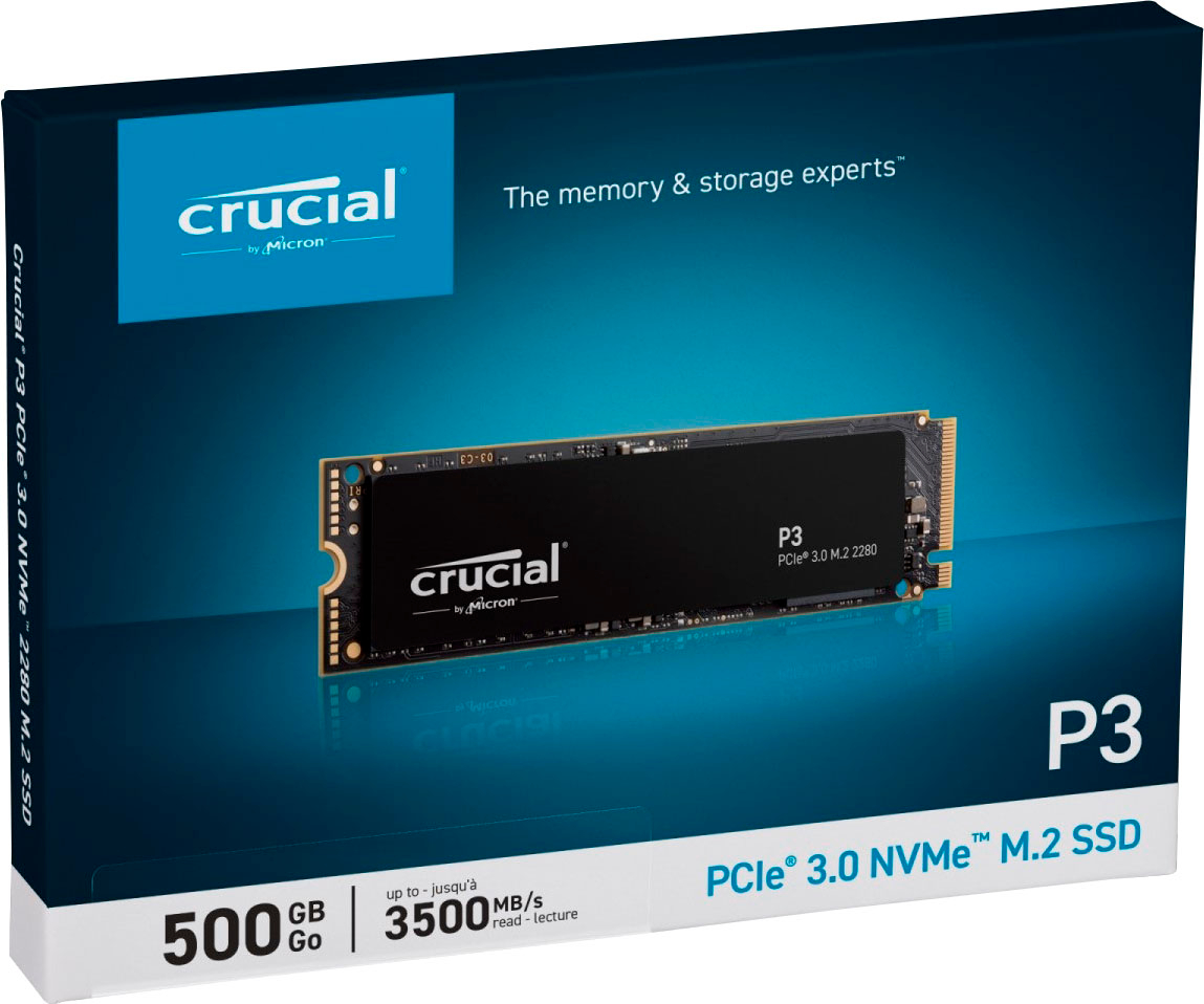 Crucial P3 500GB PCIe M.2 2280 SSD, CT500P3SSD8