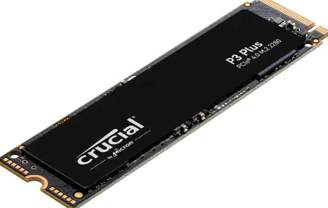 Front. Crucial - P3 Plus 1TB Internal SSD PCIe Gen 4 x4 NVMe - Black.