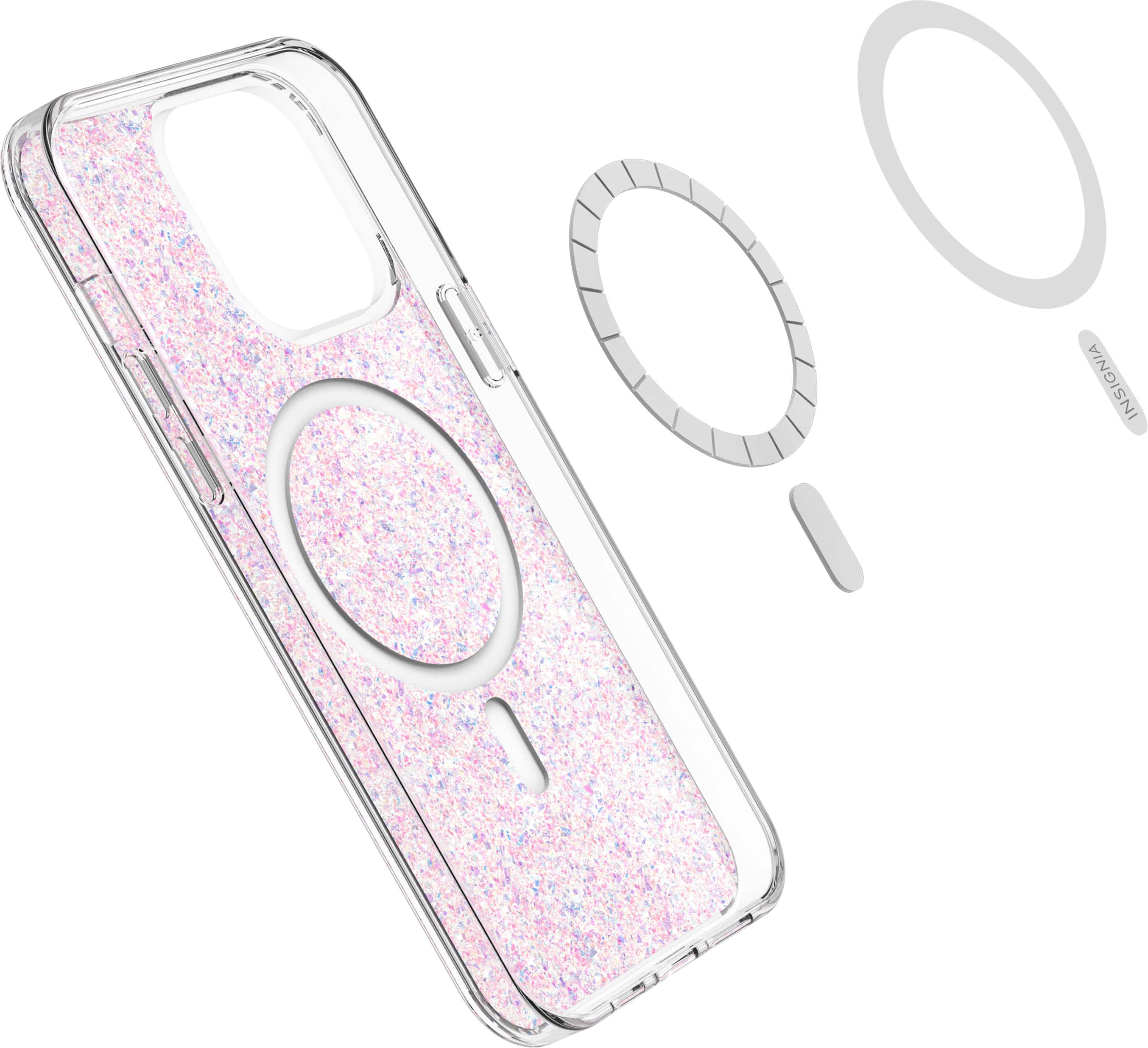 Alt View 15. Insignia™ - Hard-Shell Case with MagSafe for iPhone 14 Pro Max - Pink Glitter.