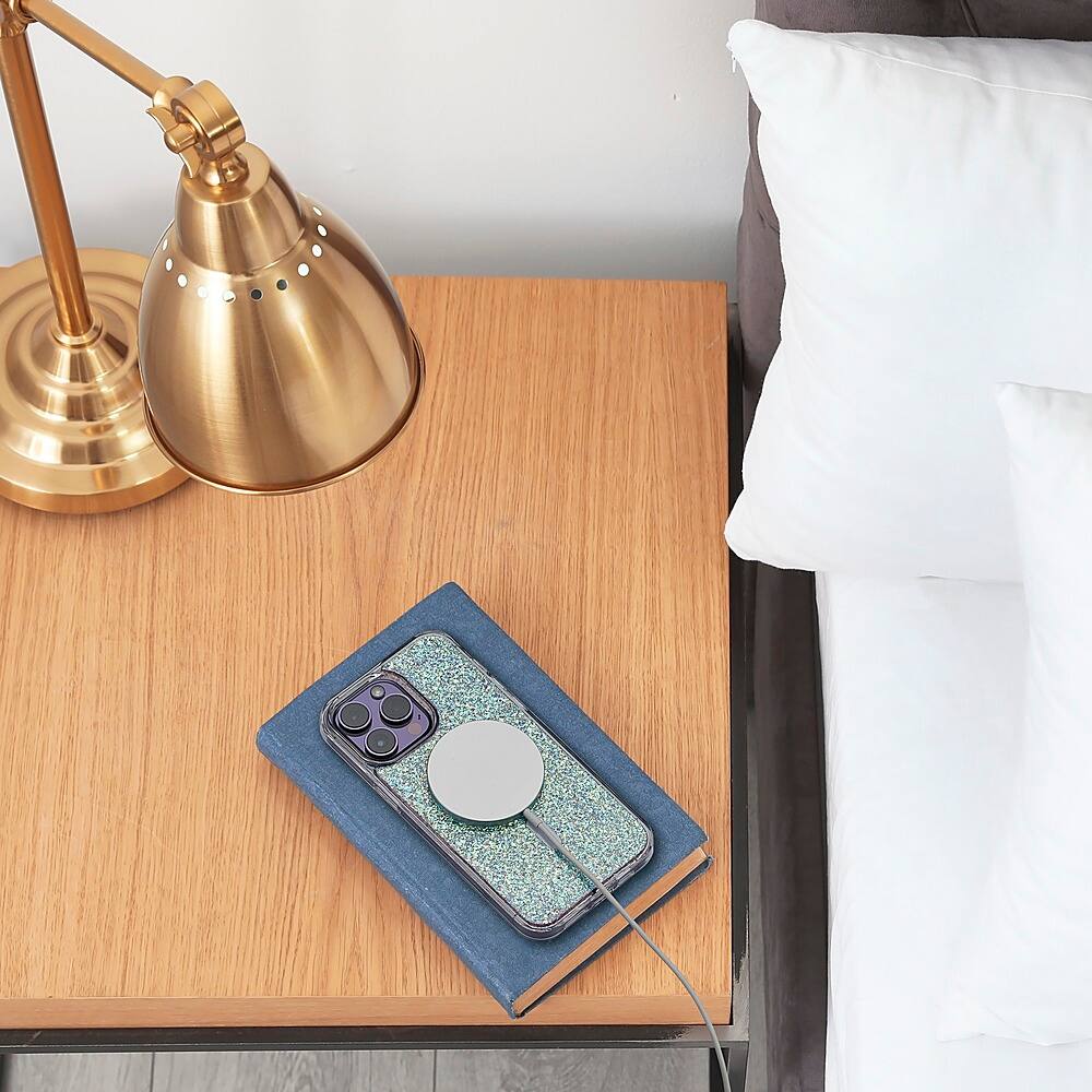 Alt View 18. Insignia™ - Hard-Shell Case with MagSafe for iPhone 14 Pro Max - Pink Glitter.