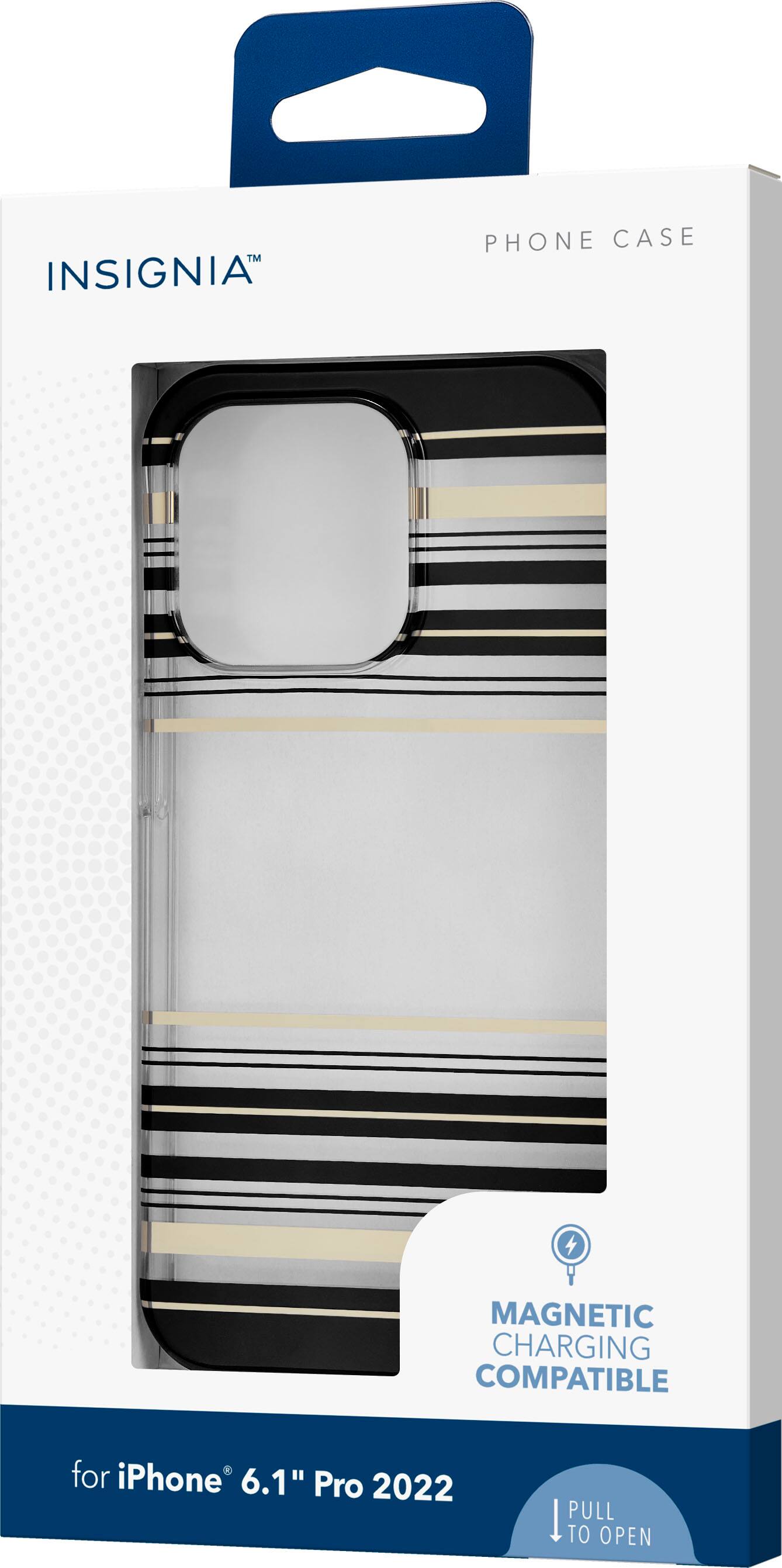 Alt View 12. Insignia™ - Hard-Shell Case for iPhone 14 Pro - Black and Gold Stripe.