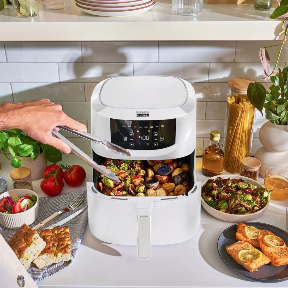 Zoom in on Alt View Zoom 1. Bella Pro Series - 8-qt. Digital Air Fryer with Divided Basket - White.