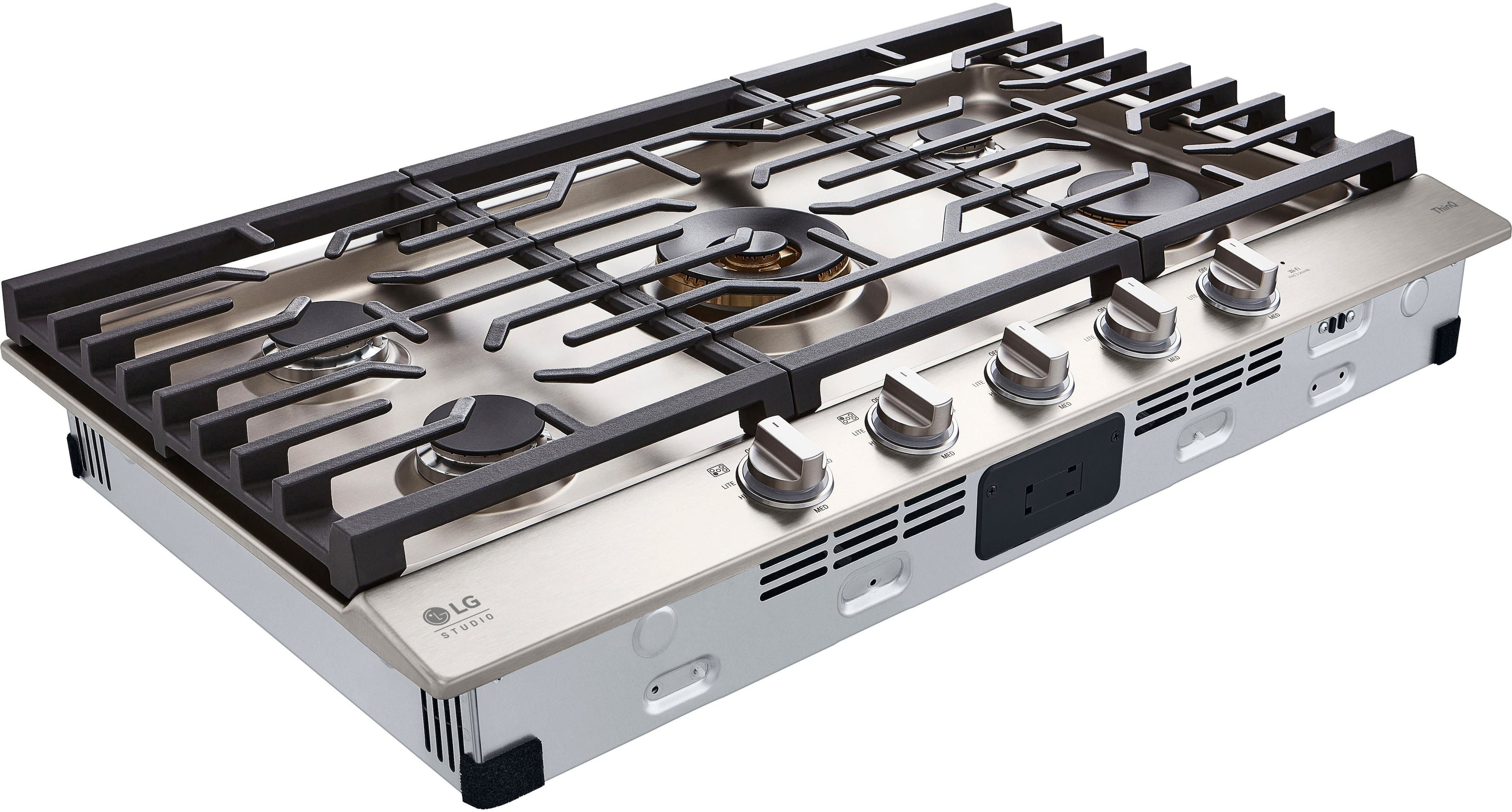 Angle. LG - STUDIO 36-in Smart Built-In Gas Cooktop with 5 Burners with UltraHeat - Stainless Steel.