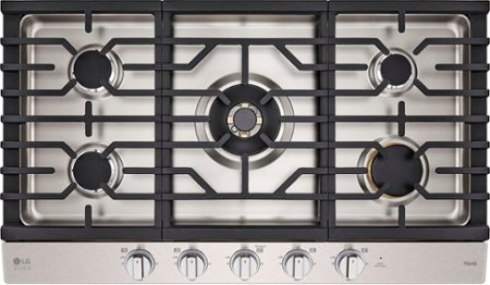 LG - STUDIO 36-in Smart Built-In Gas Cooktop with 5 Burners with UltraHeat - Stainless Steel