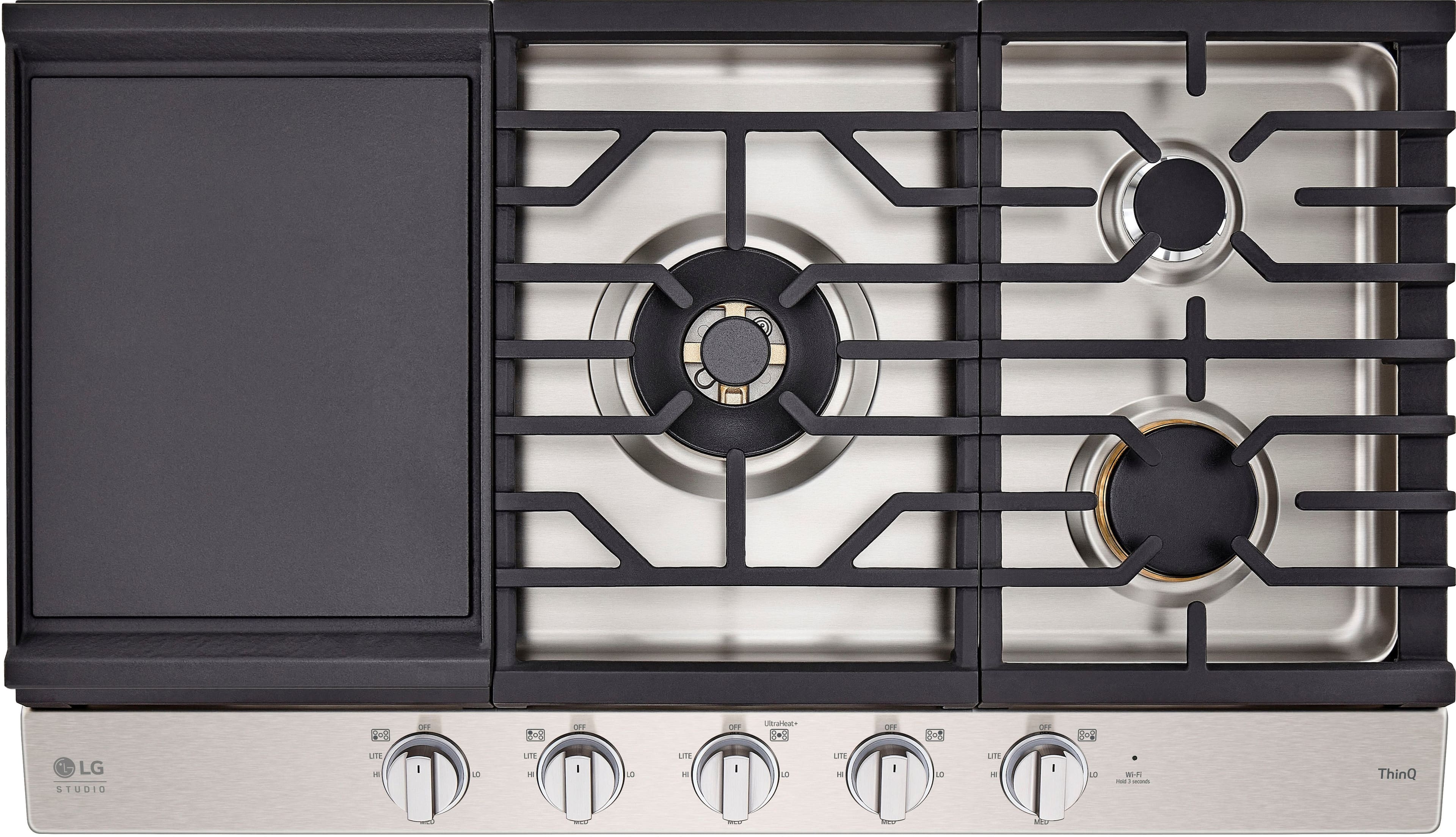 Alt View 11. LG - STUDIO 36-in Smart Built-In Gas Cooktop with 5 Burners with UltraHeat - Stainless Steel.