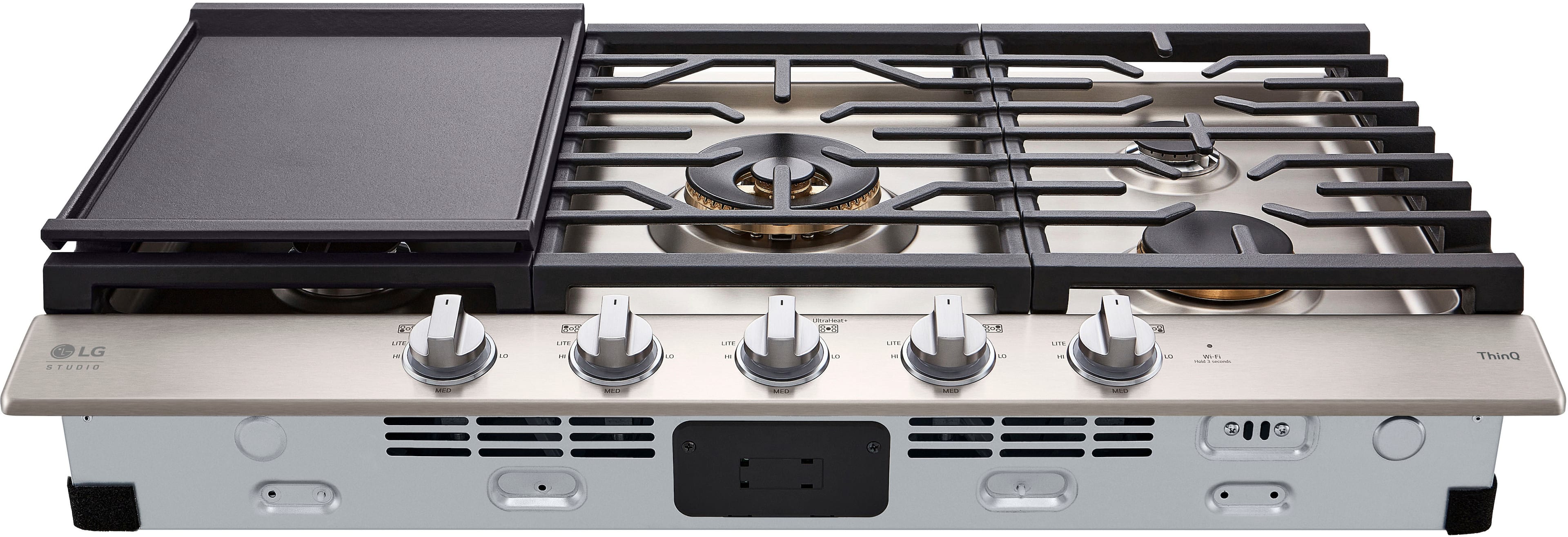 Alt View 12. LG - STUDIO 36-in Smart Built-In Gas Cooktop with 5 Burners with UltraHeat - Stainless Steel.