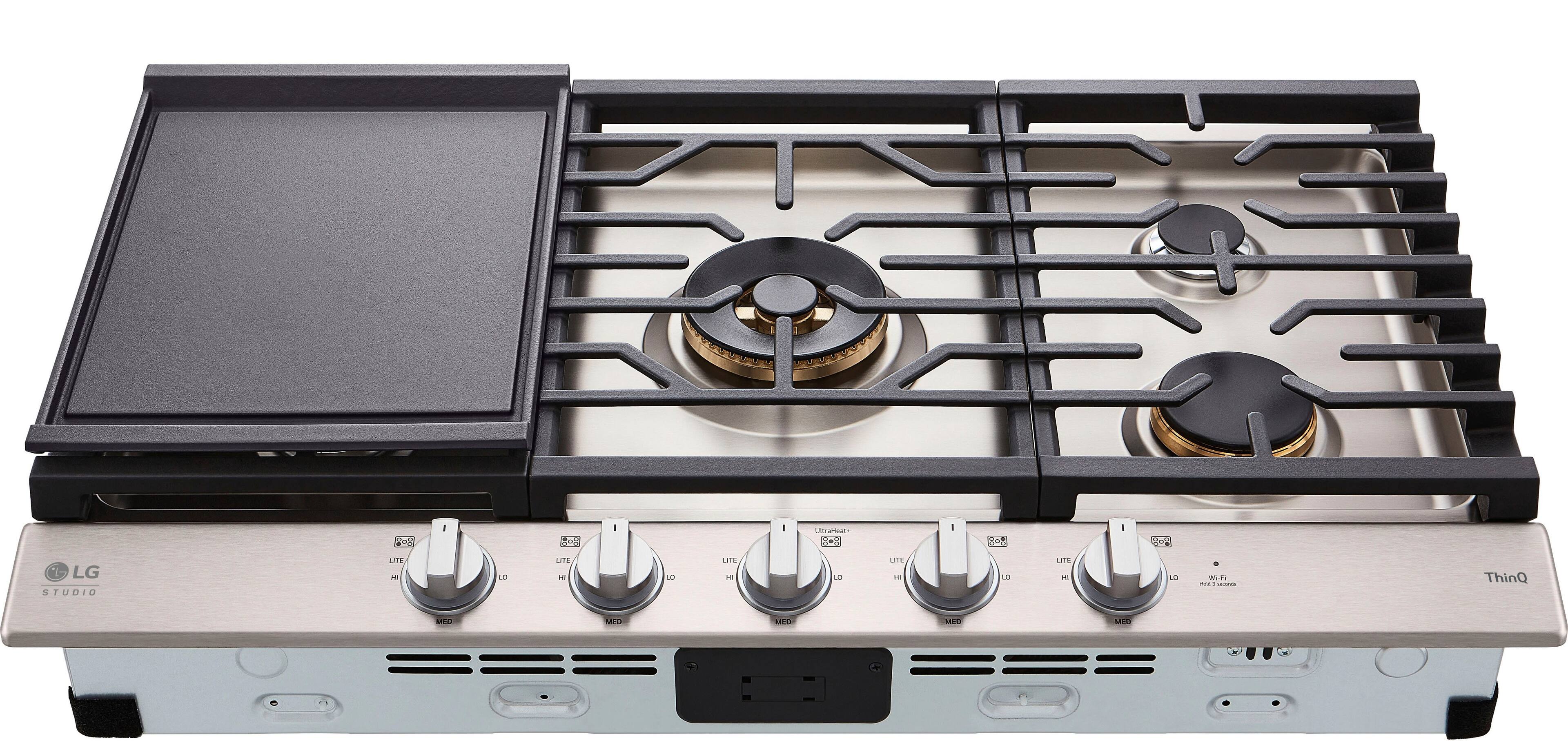 Alt View 14. LG - STUDIO 36-in Smart Built-In Gas Cooktop with 5 Burners with UltraHeat - Stainless Steel.