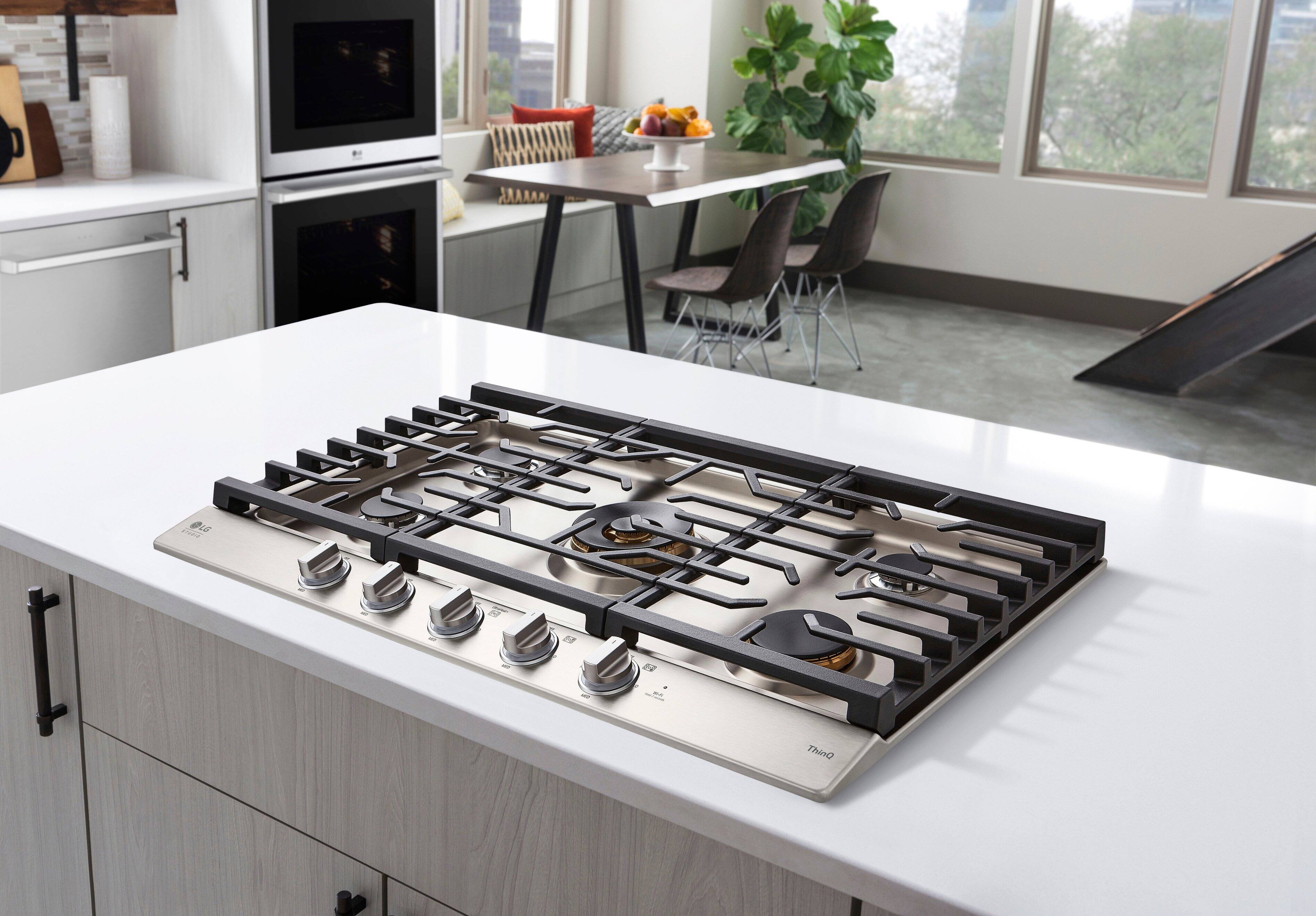 Alt View 22. LG - STUDIO 36-in Smart Built-In Gas Cooktop with 5 Burners with UltraHeat - Stainless Steel.