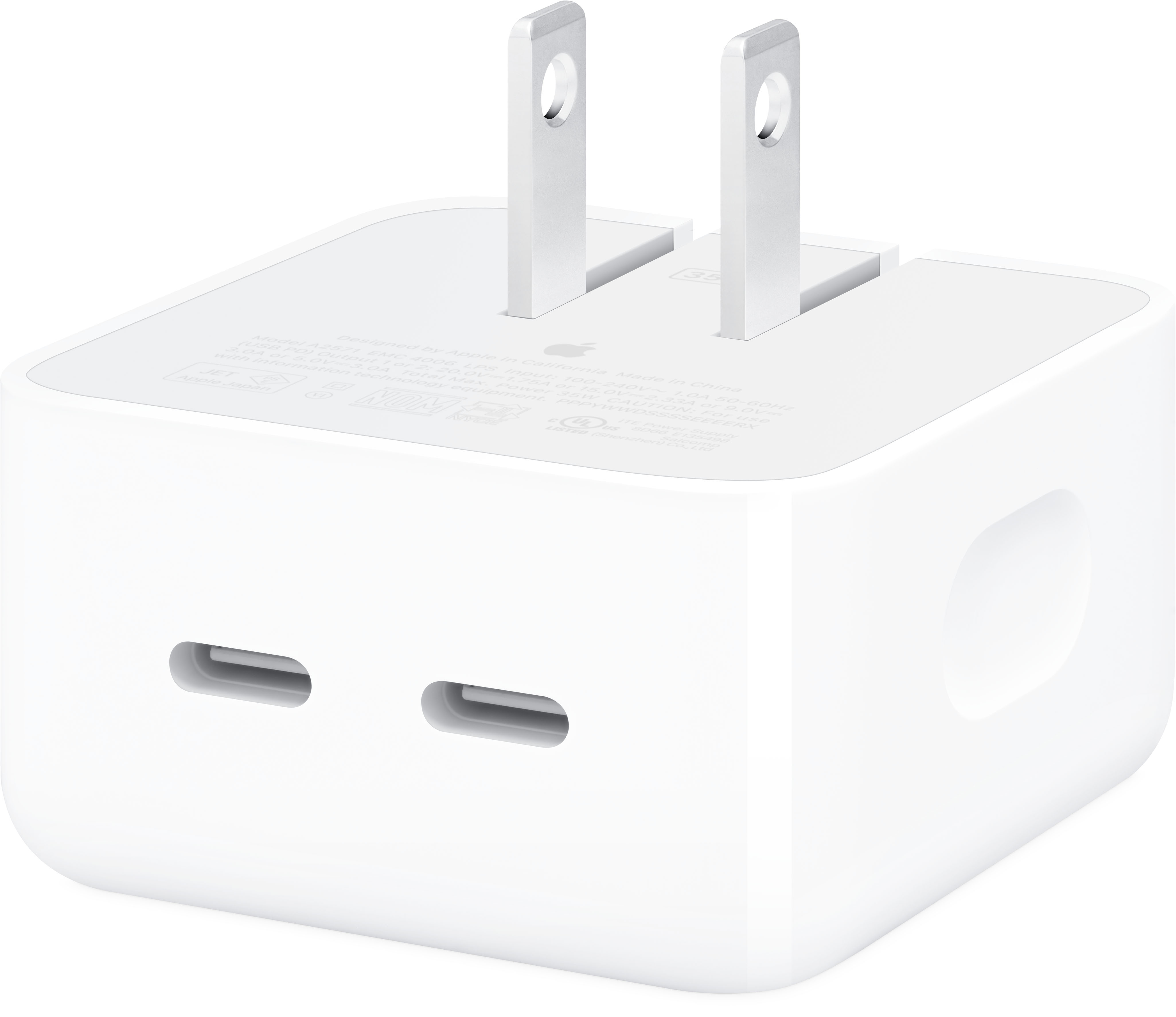 Apple 35W Dual USB-C Port Compact Power Adapter White MNWM3AM/A - Best Buy