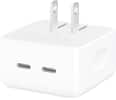 Front. Apple - 35W Dual USB-C Port Compact Power Adapter - White.