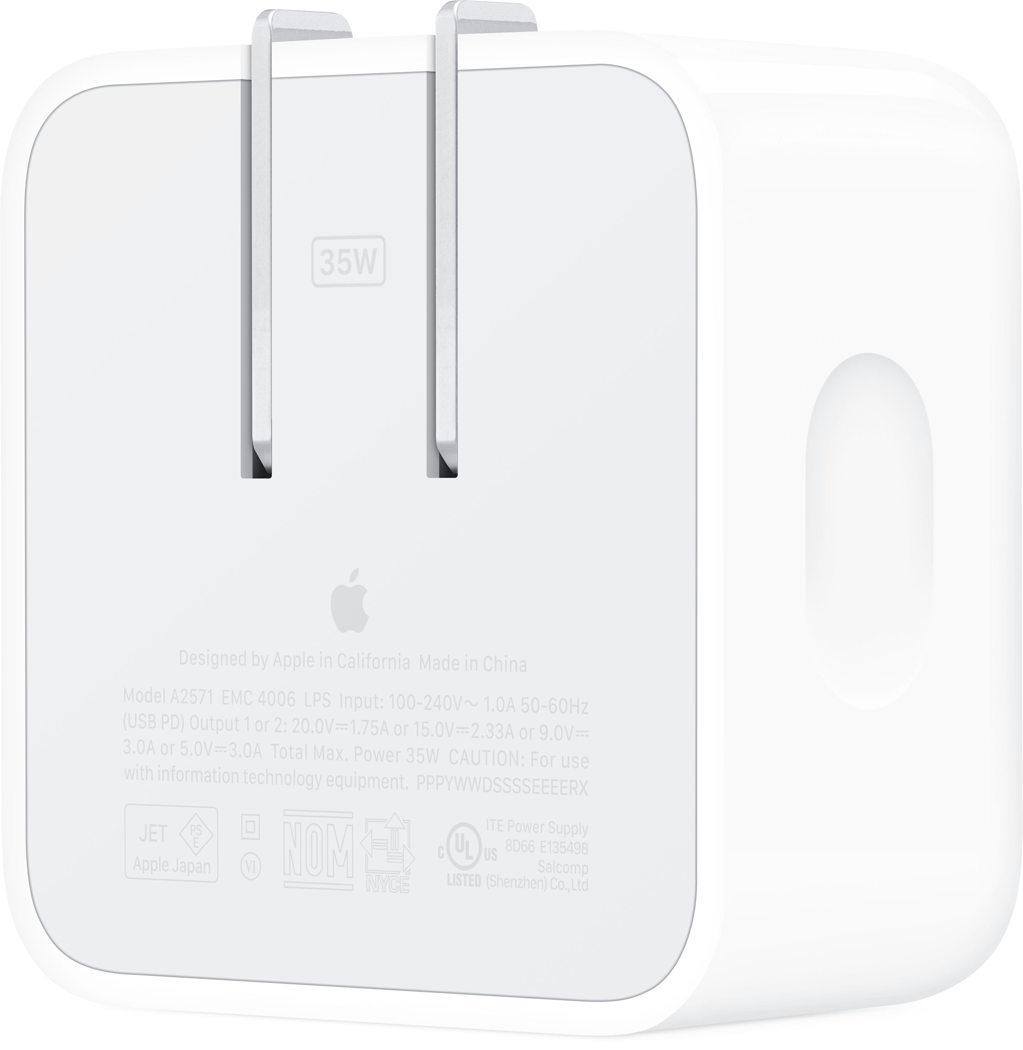 Alt View 13. Apple - 35W Dual USB-C Port Compact Power Adapter - White.