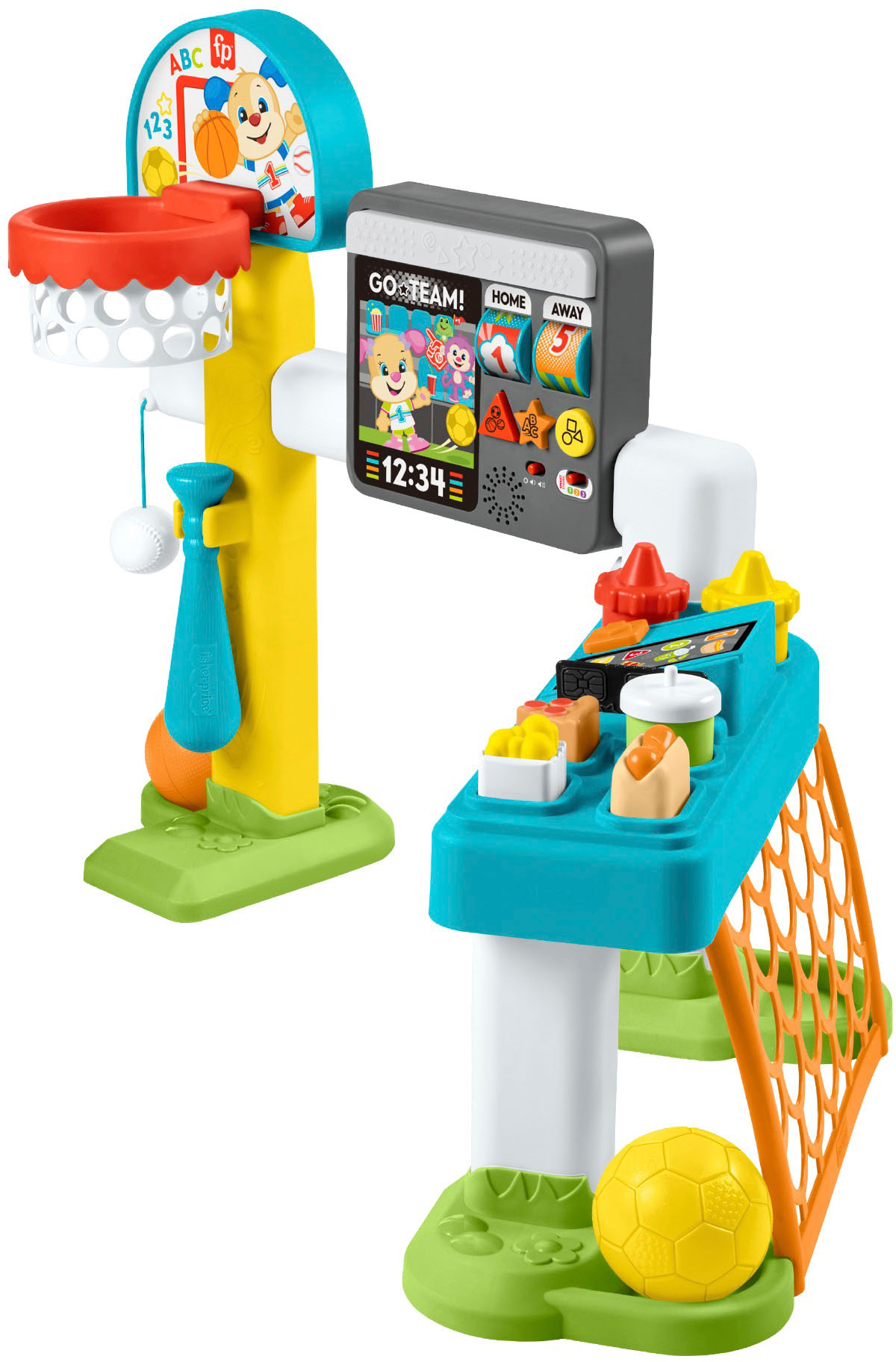 Left View: Fisher-Price Laugh & Learn 4-in-1 Game Experience Sports Activity Center & Toddler Learning Toy