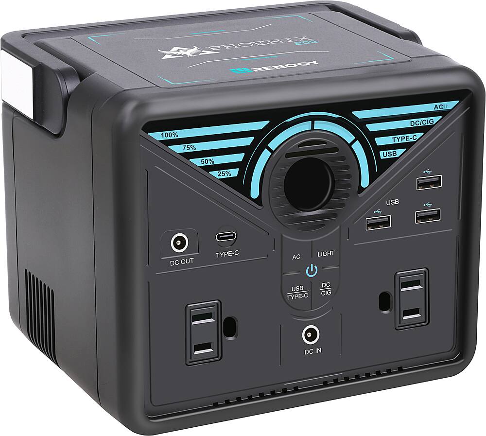 Alt View 1. Renogy - Phoenix 200 Power Station 189Wh 17500mAh Portable Charger for Most Universal Devices - Black.