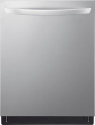 LG - 24" Top Control Smart Built-In Stainless Steel Tub Dishwasher with 3rd Rack, QuadWash Pro and 42dba - Stainless Steel - Front_Zoom