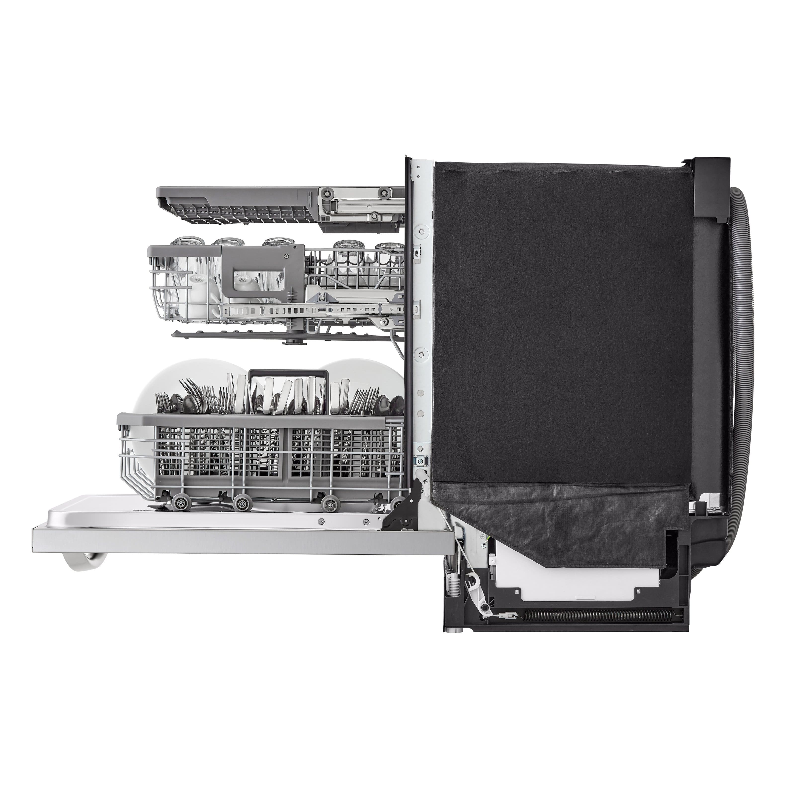 Alt View 24. LG - 24" Top Control Smart Built-In Stainless Steel Tub Dishwasher with 3rd Rack, QuadWash Pro and 42dba - PrintProof Stainless.