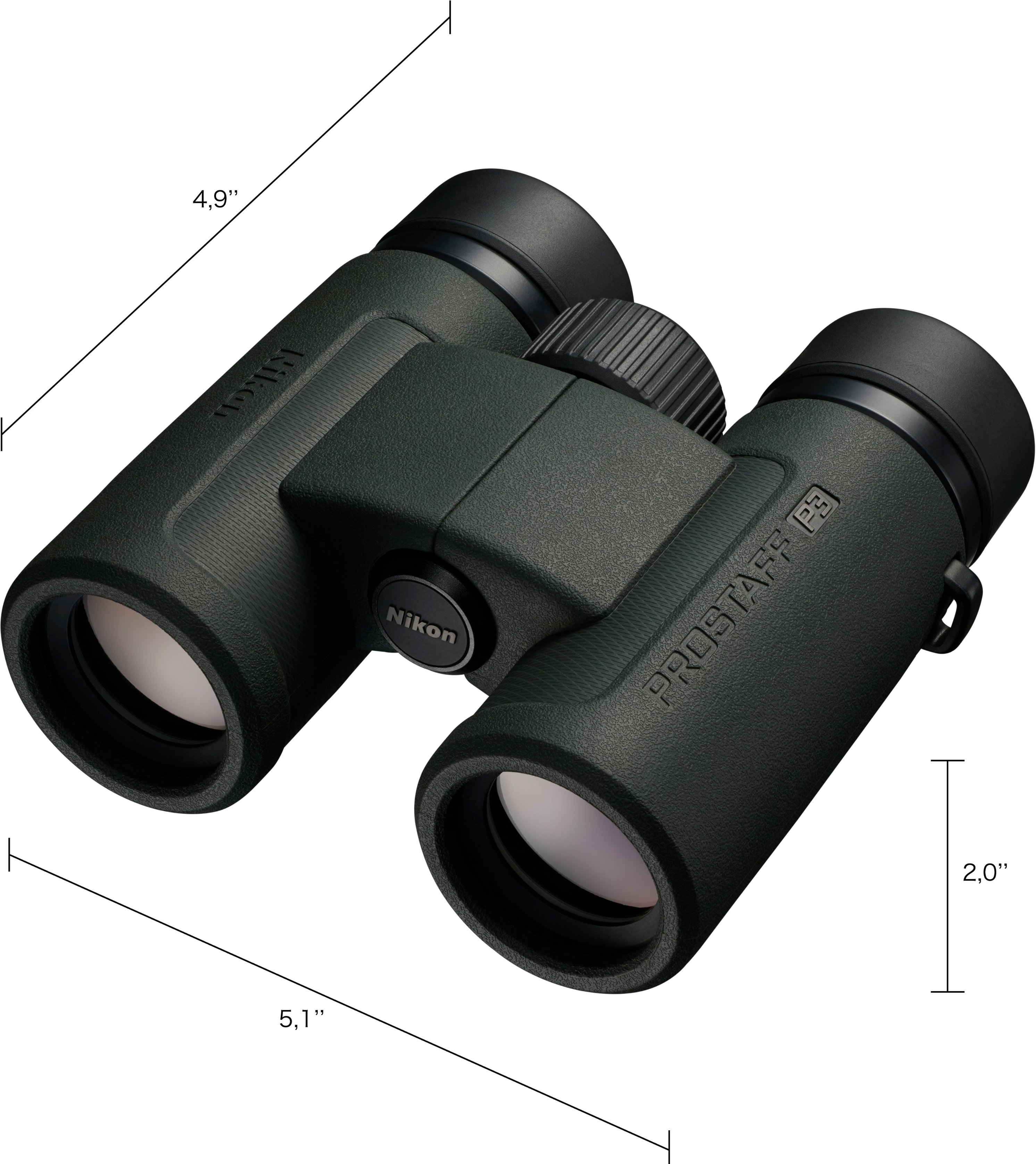 Left View: Nikon - PROSTAFF P3 10X30 Waterproof Binoculars - Green