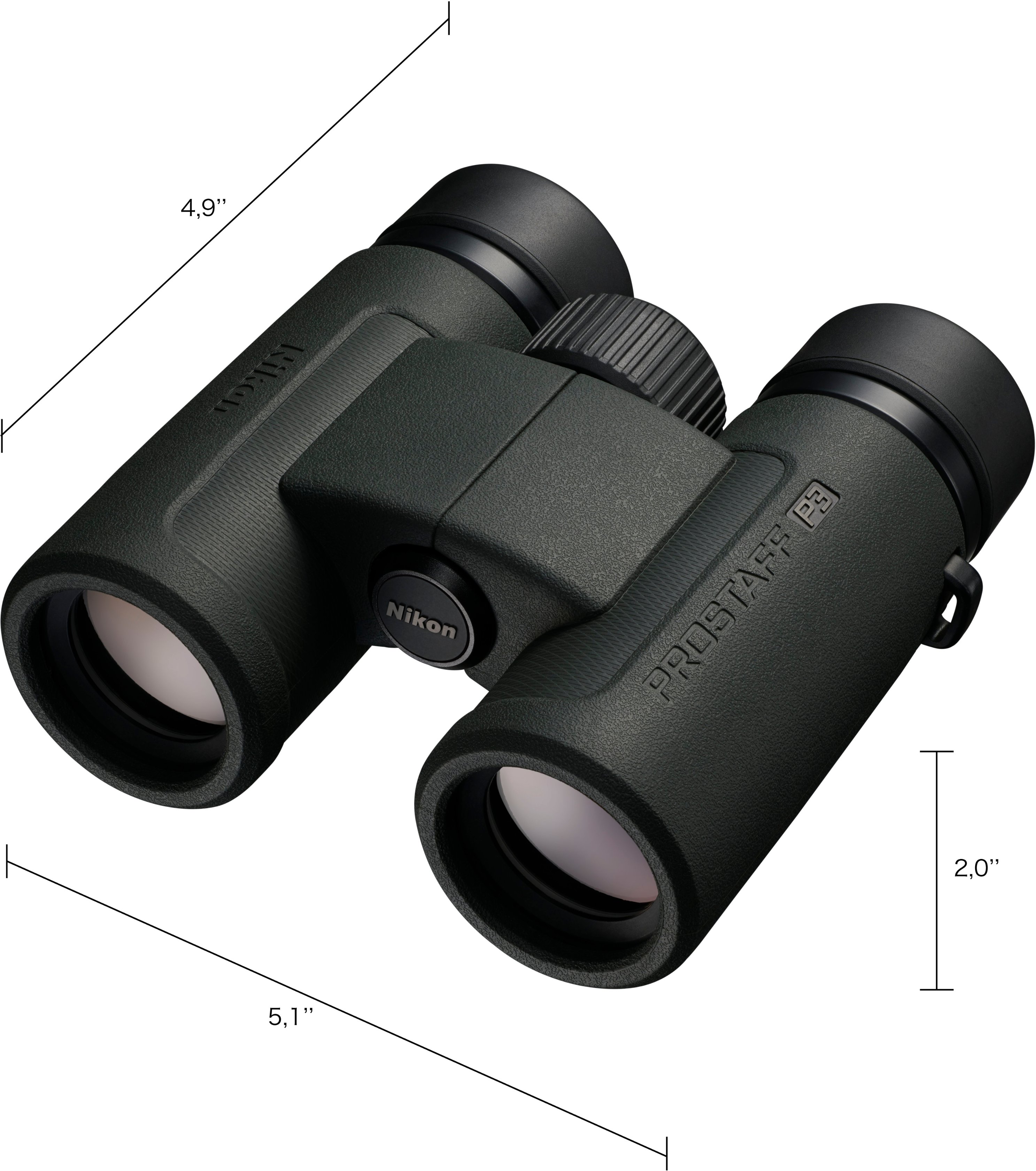 Left View: Nikon - PROSTAFF P3 8X30 Waterproof Binoculars - Green