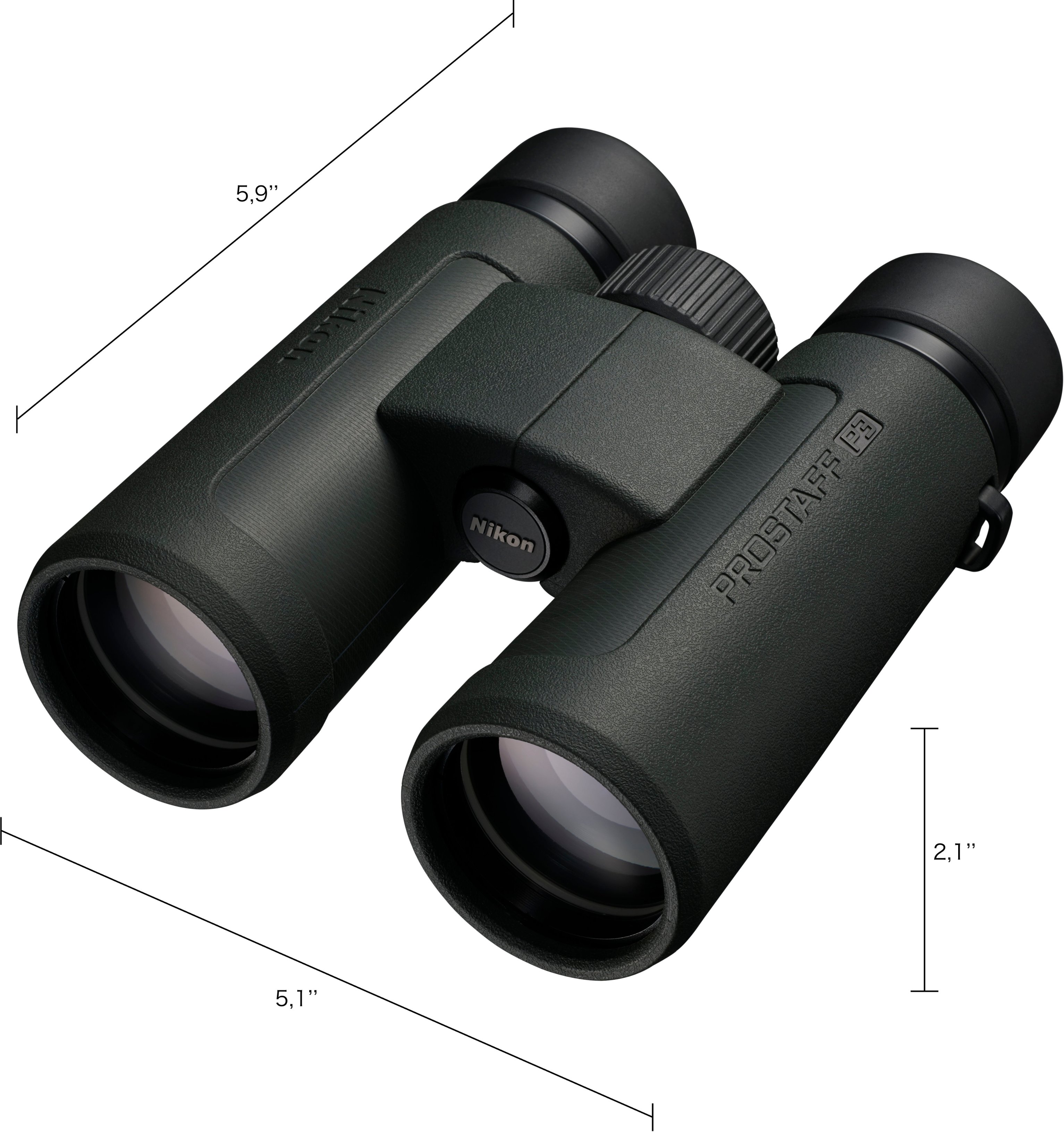 Left View: Nikon - PROSTAFF P3 10X42 Waterproof Binoculars - Green