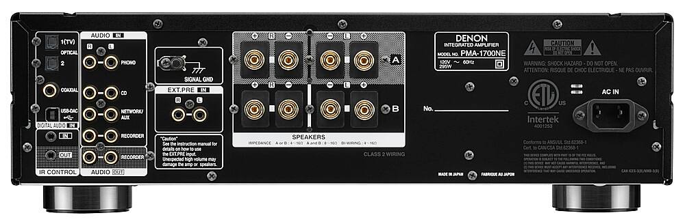 Back. Denon - PMA-1700NE 140W 2.0-Ch Integrated Amplifier - Black.