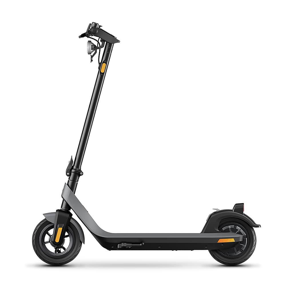 Left. NIU - KQi2 Pro Foldable Electric Kick Scooter w/ 25 mi Max Operating Range & 17.4 mph Max Speed - Grey.