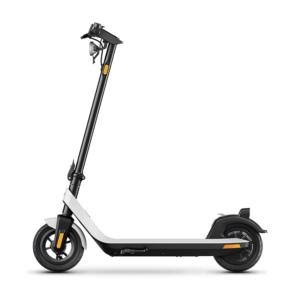 Left. NIU - KQi2 Pro Foldable Electric Kick Scooter w/ 25 mi Max Operating Range & 17.4 mph Max Speed - White.