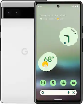 Front. Google - Pixel 6a 128GB (Unlocked) - Chalk.