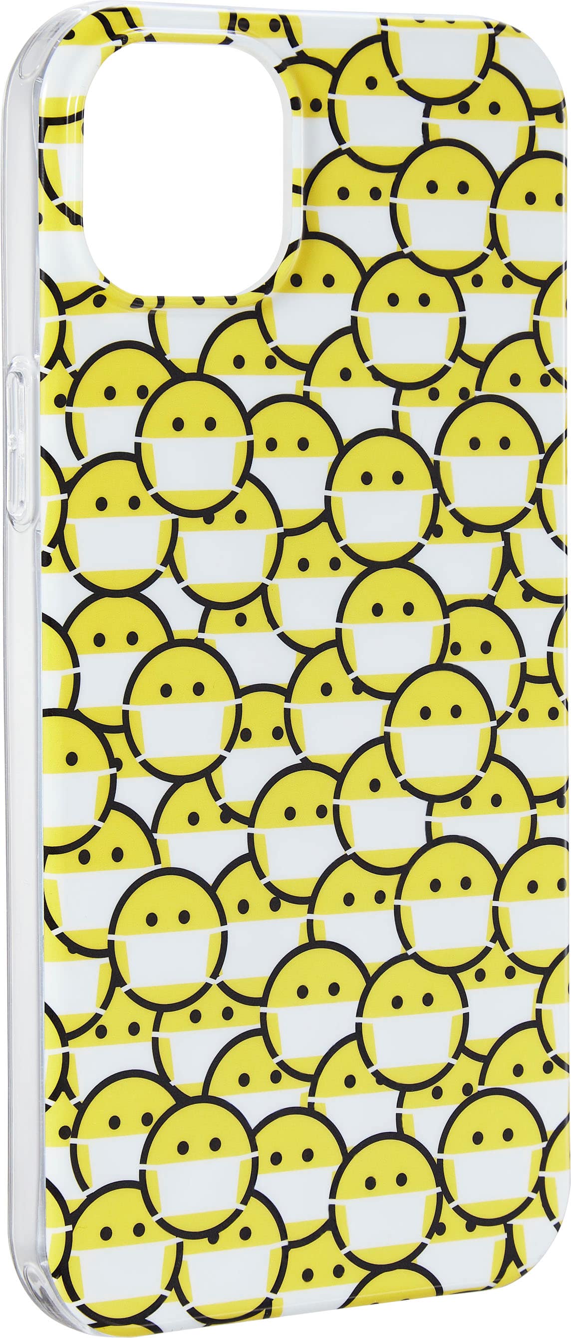 Angle. Insignia™ - Hard-Shell Case for iPhone 14 Plus - Smiley Mask.